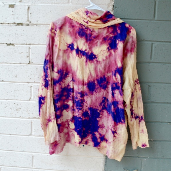 Tianello Tops - Upcycle Tianello Tie Dyed Shirt Cowl Tunic Blouse